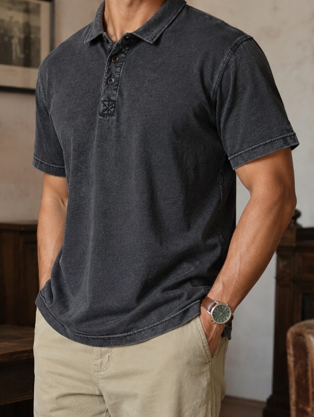 RedHead Men’s Charcoal Grey Polo Shirt 2XL Washed Cotton Classic Casual
